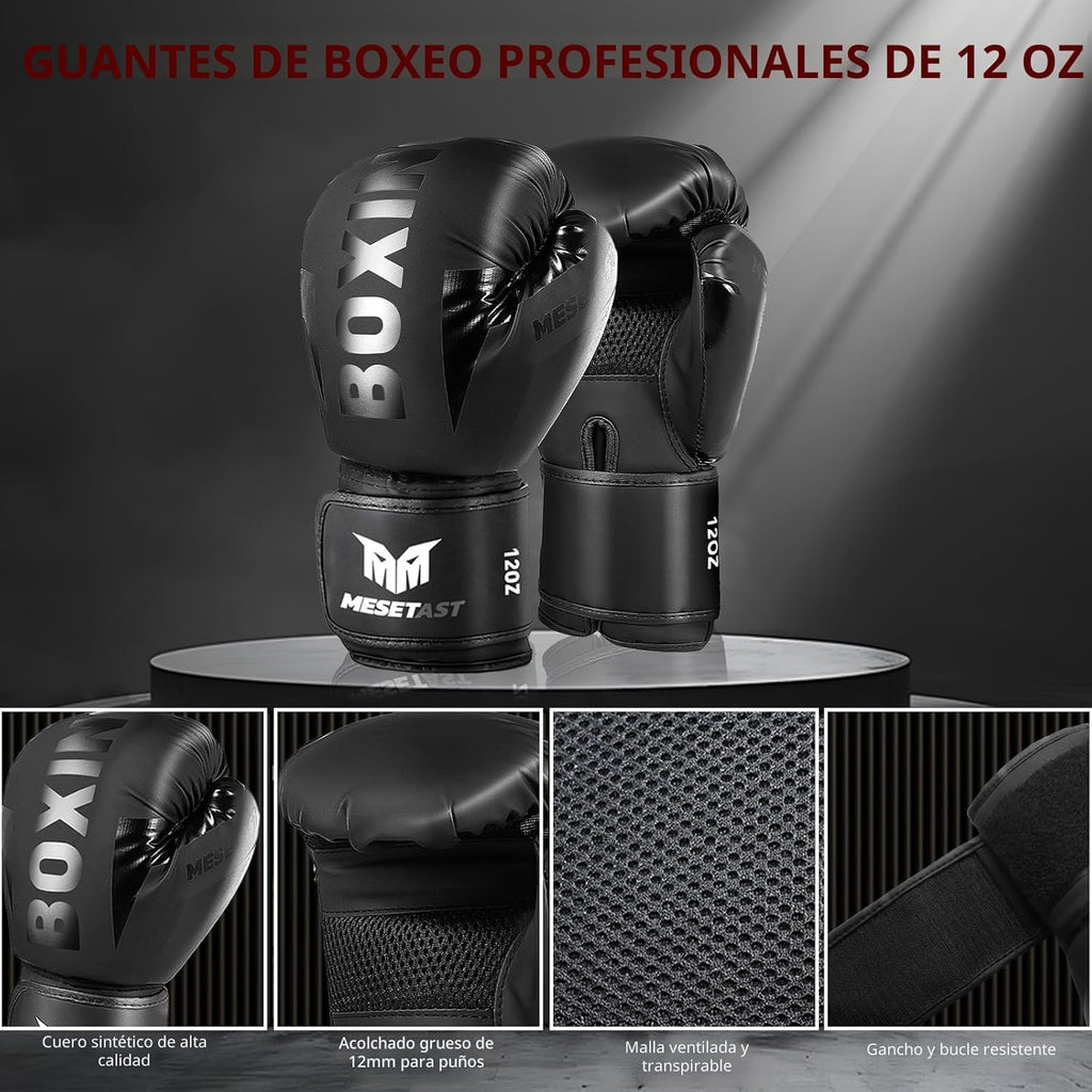 Saco de boxeo Mesetast para adultos, juego de saco de boxeo pesado...