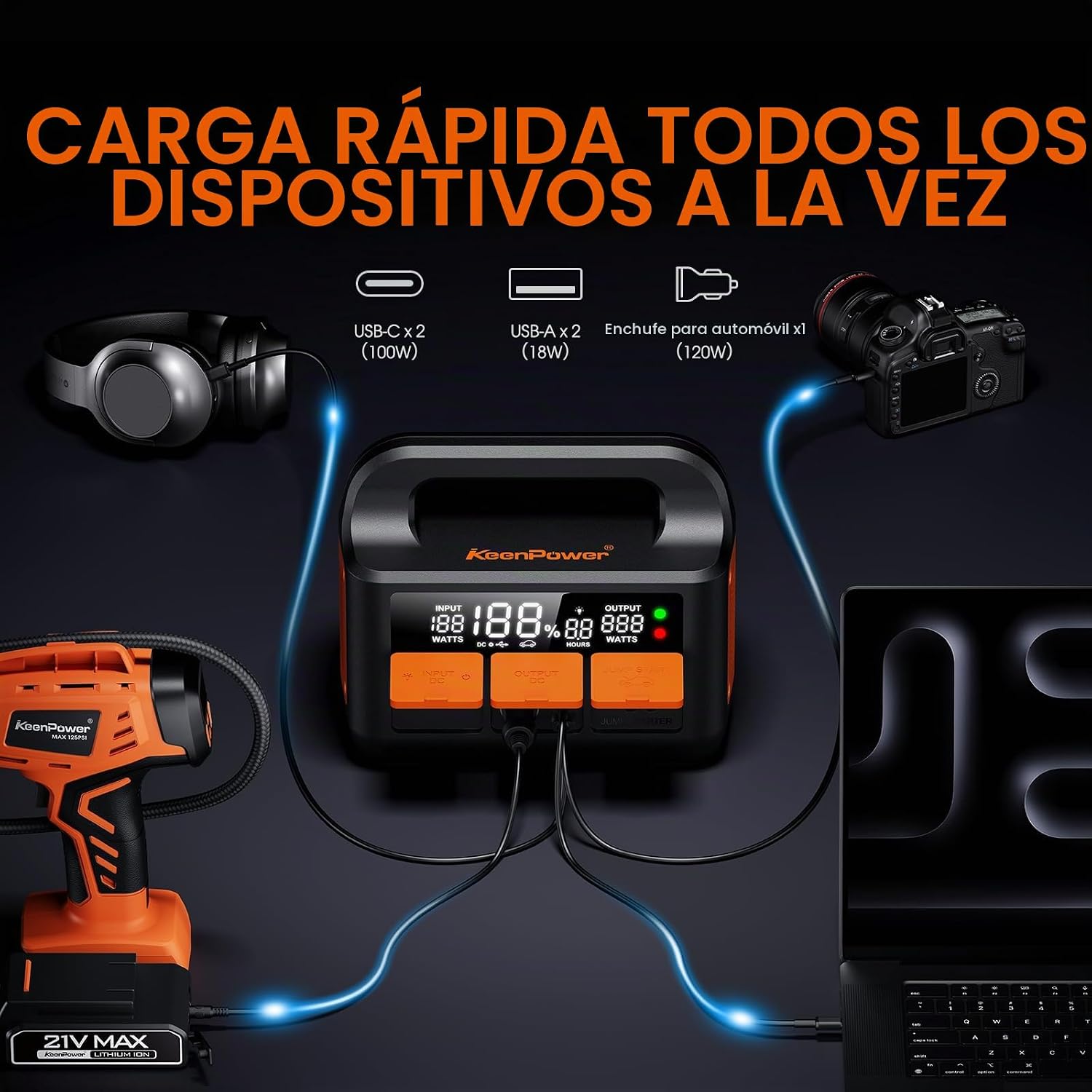 KeenPower Arrancador de 8000A LiFeMnPO4 para todos los coches de 12...