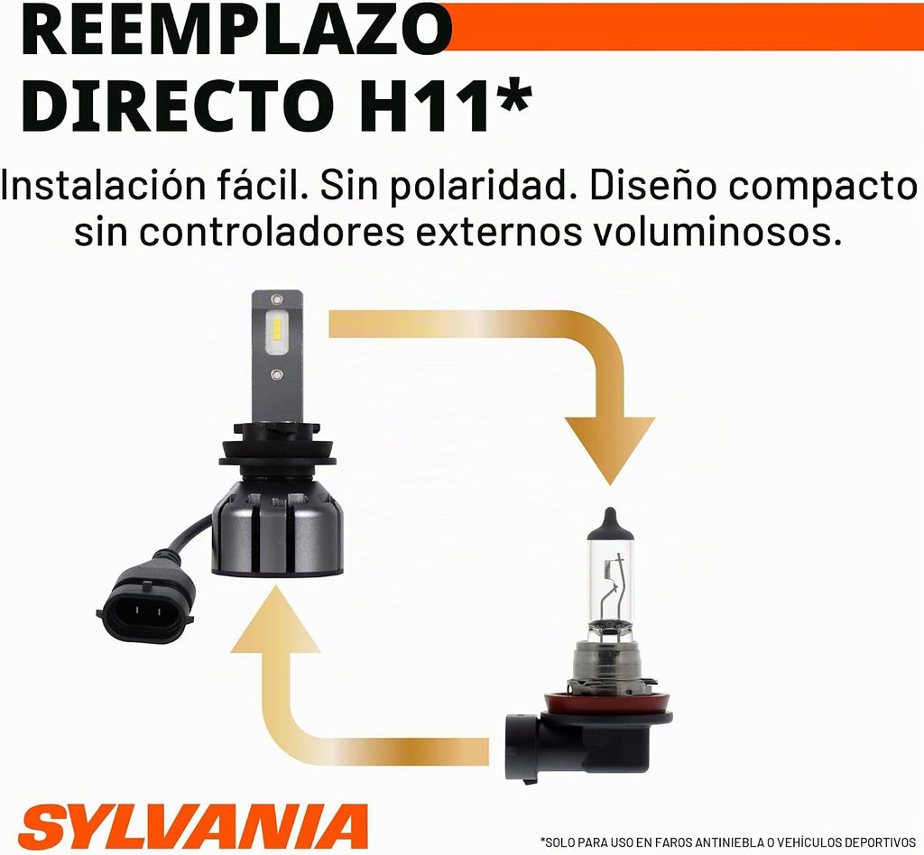 SYLVANIA H11 LED Ultra - Luces antiniebla para coches y camiones -...