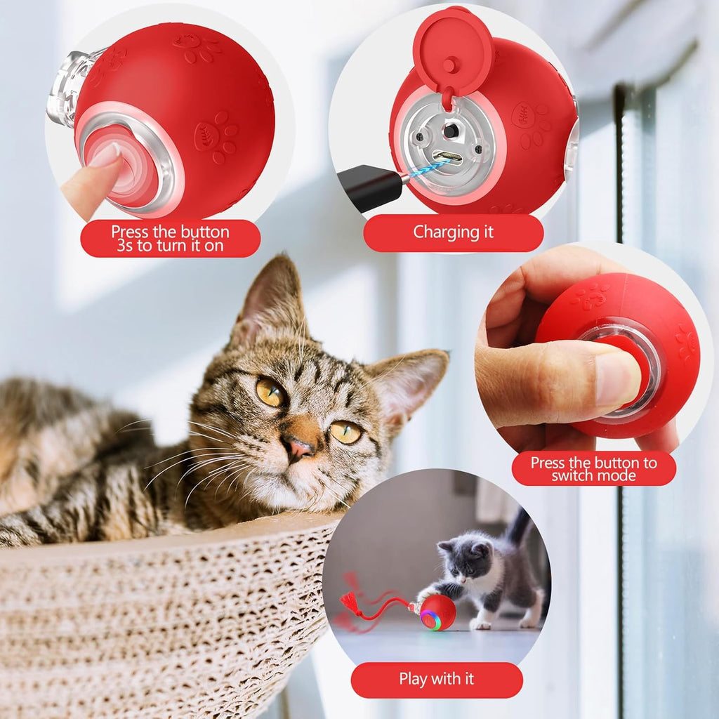 Yaruiguang Juguete para gatos con bola móvil automática 2 en 1 con...