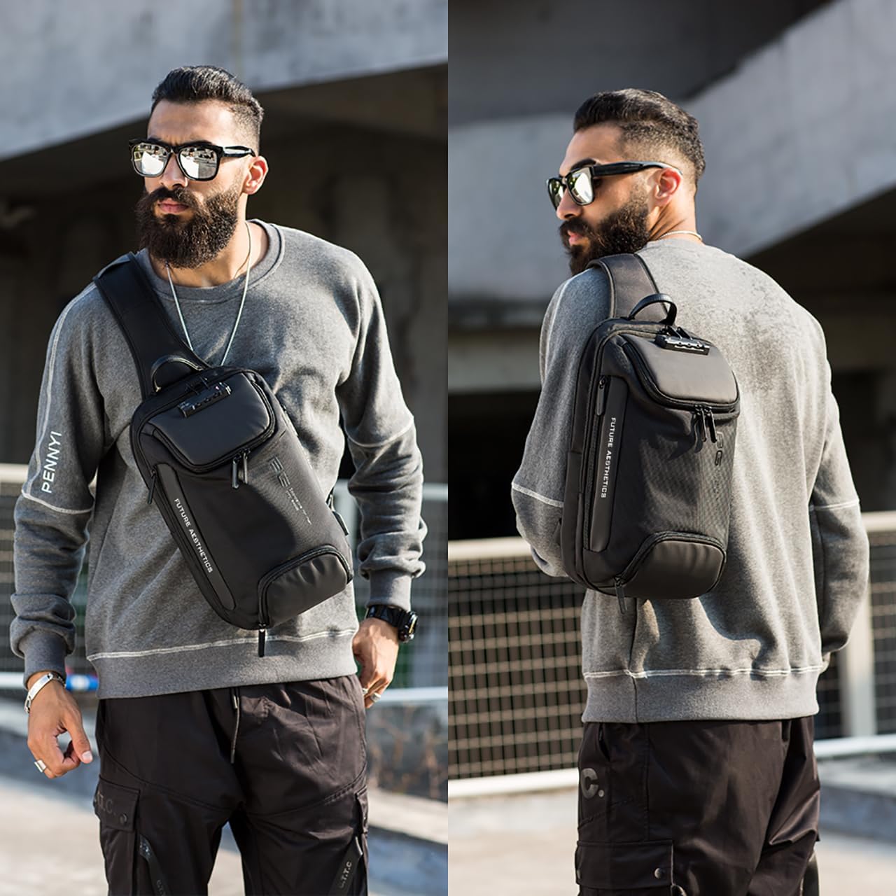 BANGE Mochila antirrobo con cerradura, bandolera para hombre, mochi...