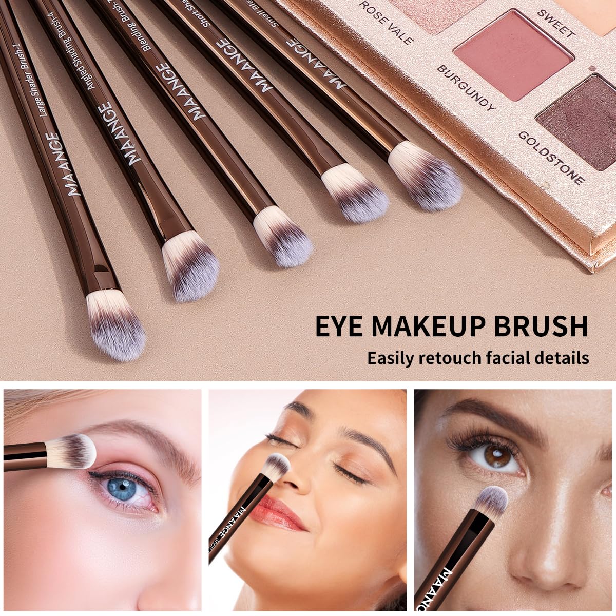 MAANGE Juego de 16 brochas de maquillaje de viaje para polvo líquid...