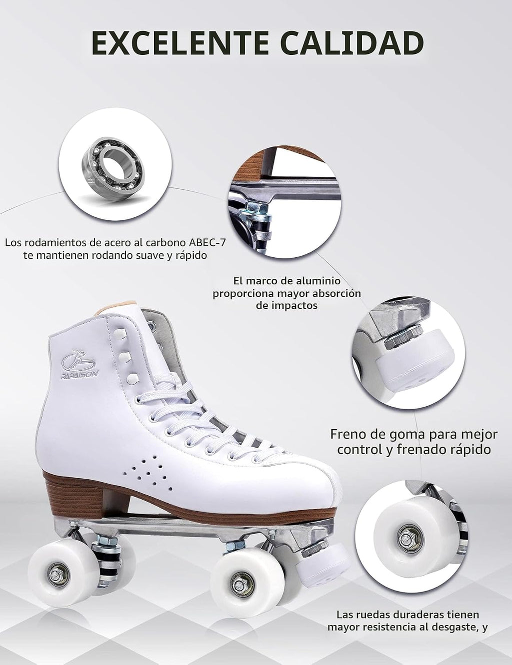PAPAISON Patines de ruedas para mujeres y hombres, de lujo de 2 cap...