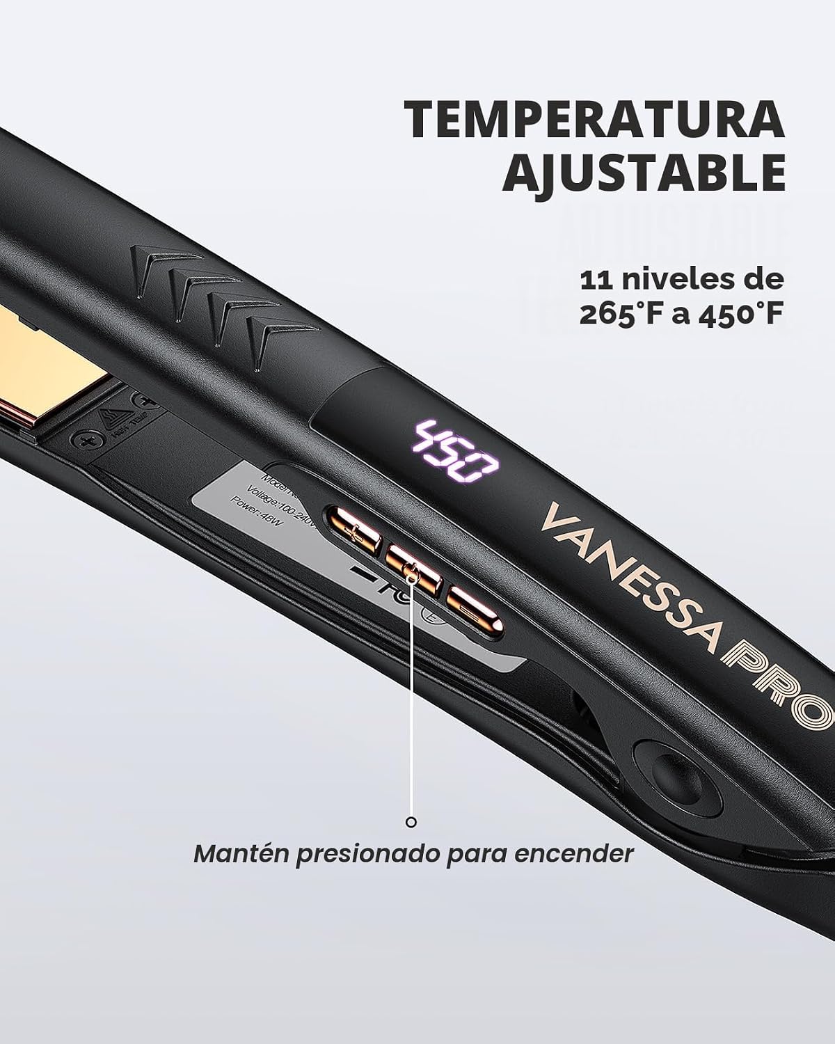 VANESSA PRO Plancha plana para el cabello, plancha plana de titanio...