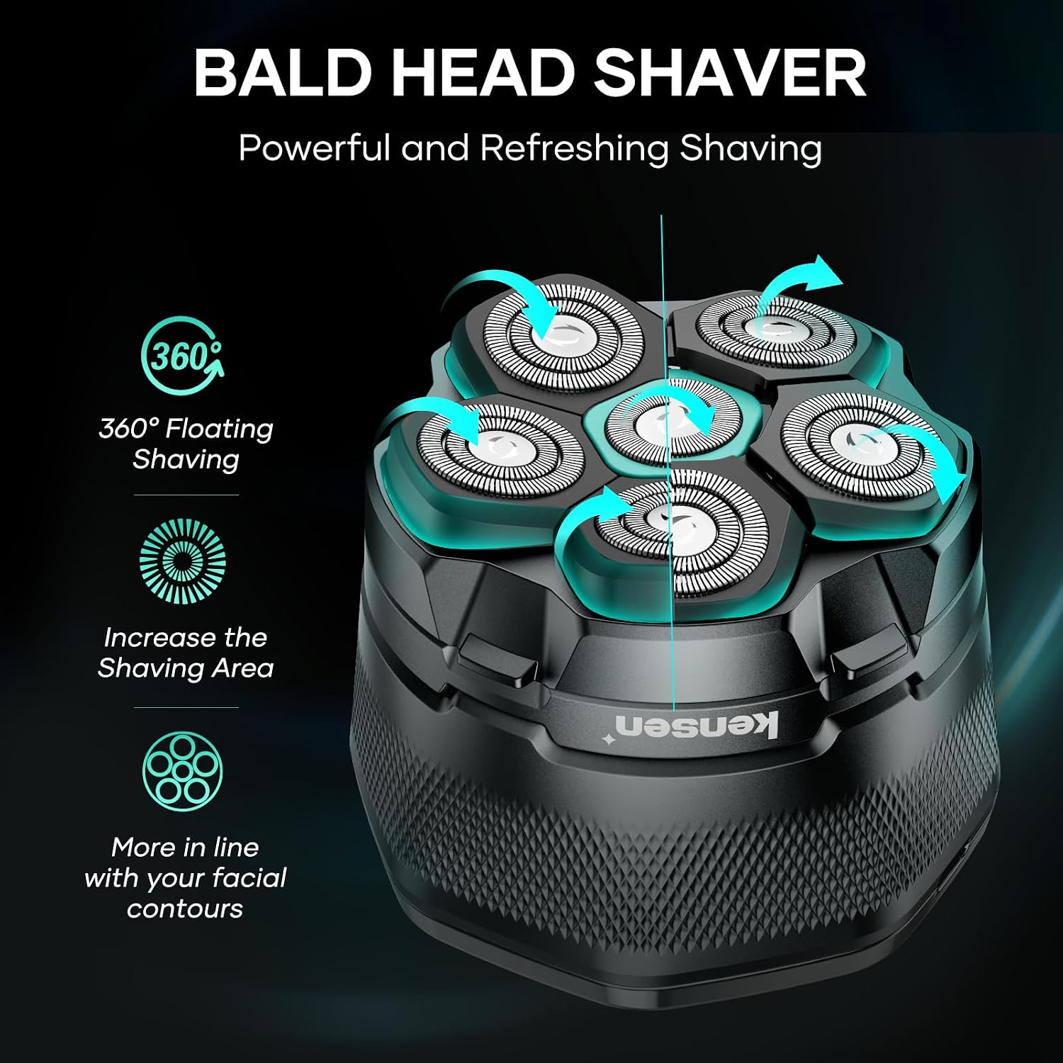 kensen Afeitadoras de cabeza 6D para hombres calvos, cabezal de rep...