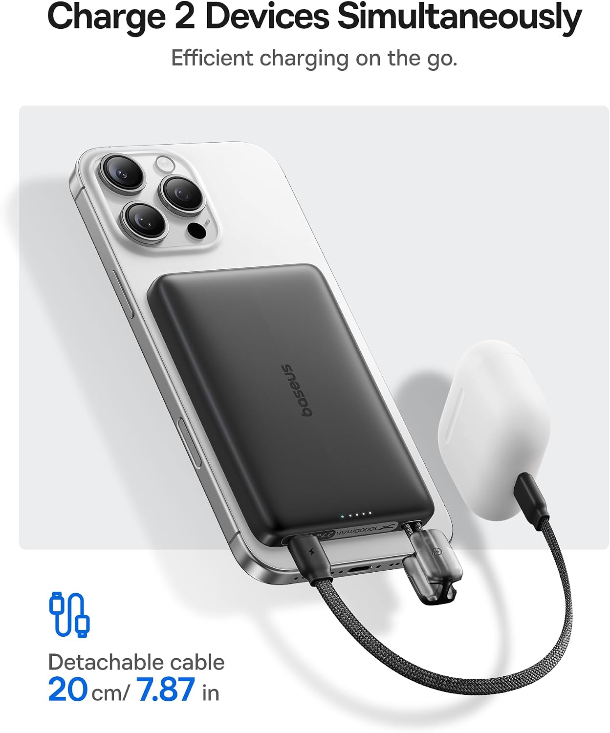 Baseus Picogo Qi2 - Cargador portátil Magsafe de 15 W, cargador por...