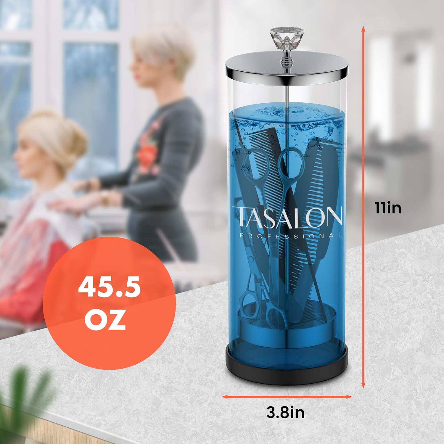 TASALON Tarro de peluquero (45.5 onzas) con mango de cristal, tarro...