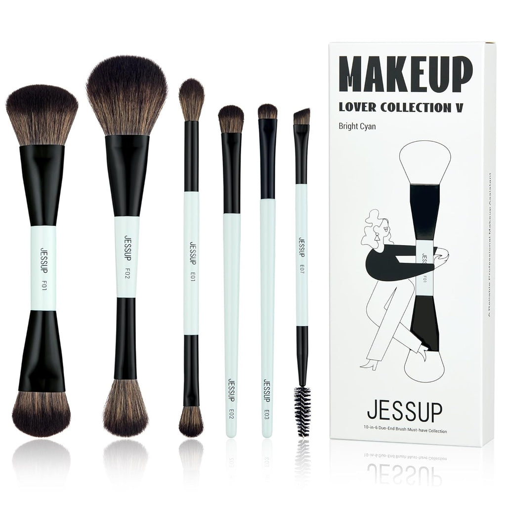 Jessup Juego de brochas de maquillaje 6 piezas, brochas de maquilla...