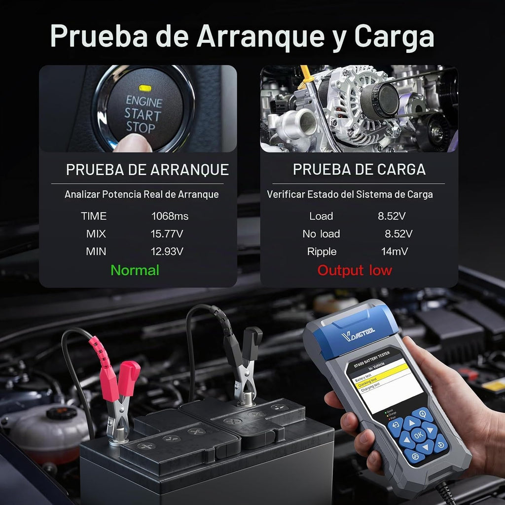 Probador de batería de coche con impresora VDIAGTOOL BT600, 6 V 12...