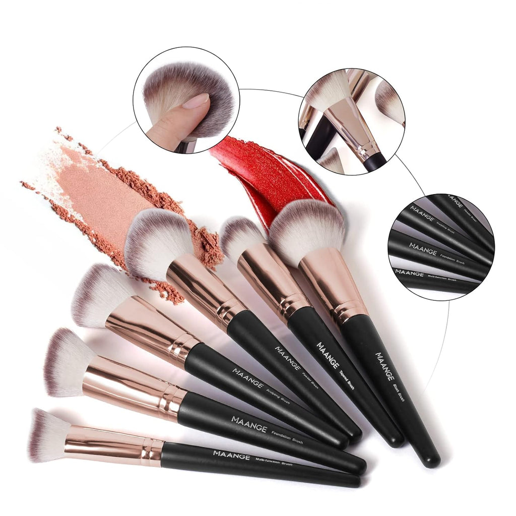 Juego de brochas de maquillaje con estuche, MAANGE Set de 18 piezas...