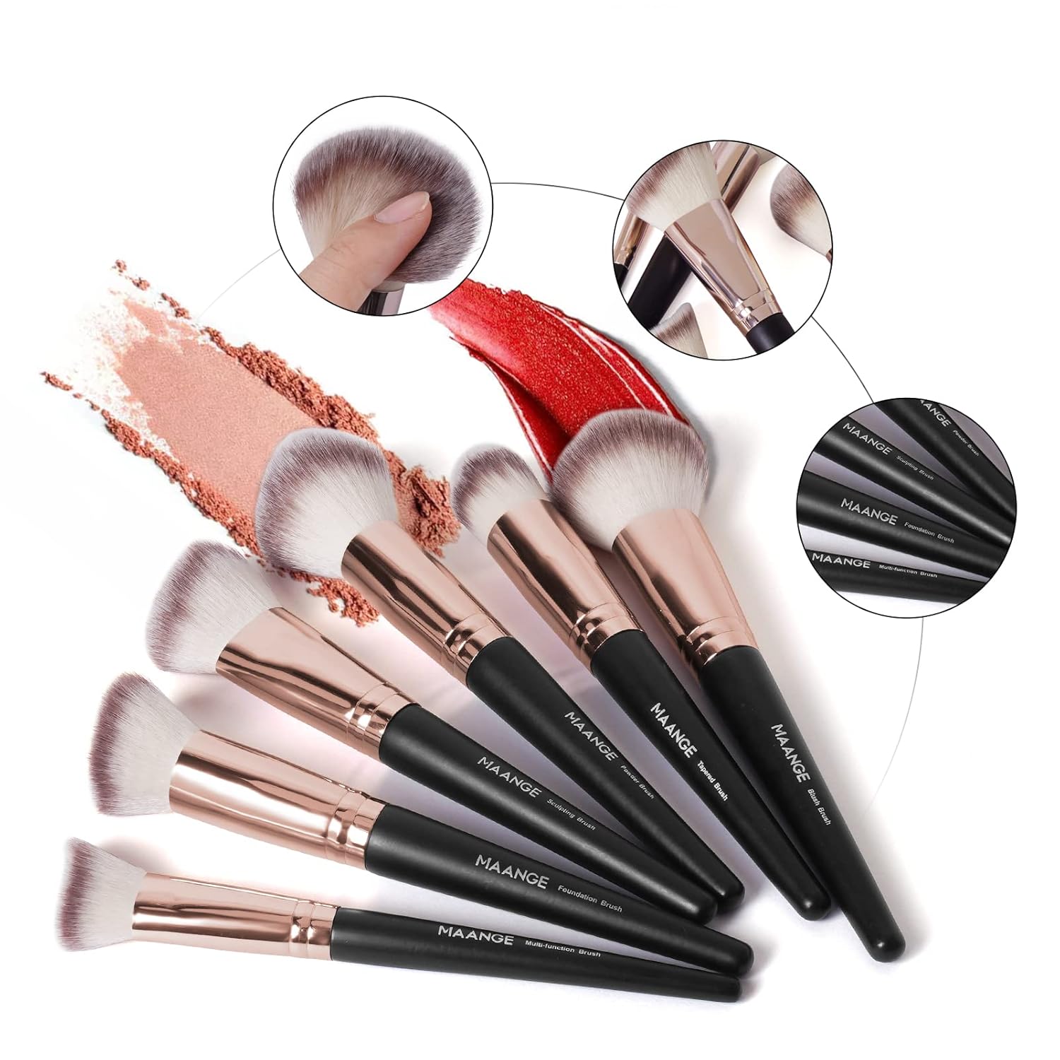 Juego de brochas de maquillaje con estuche, MAANGE Set de 18 piezas...