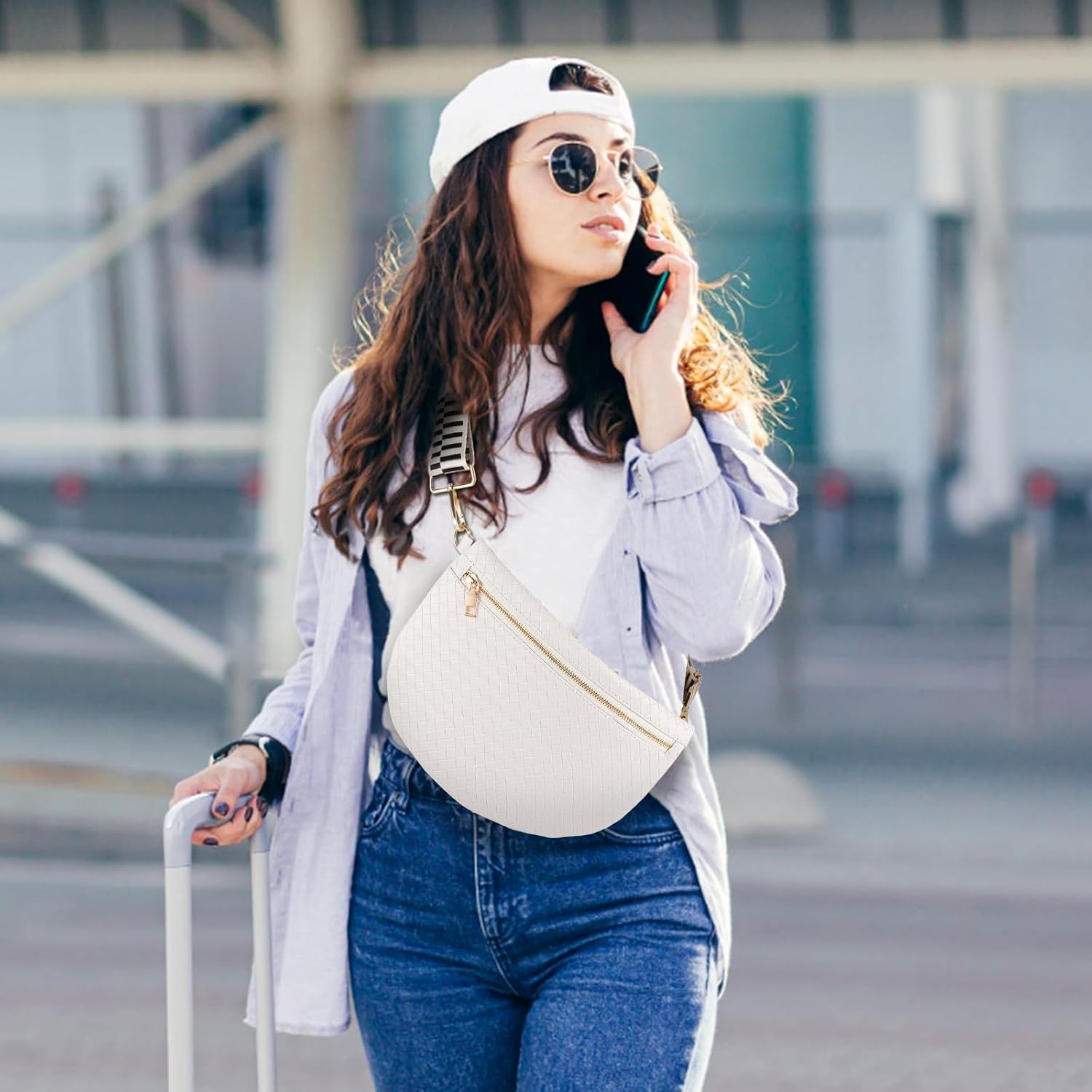 Bolsos cruzados tejidos para mujer, riñonera tipo bandolera de cuer...