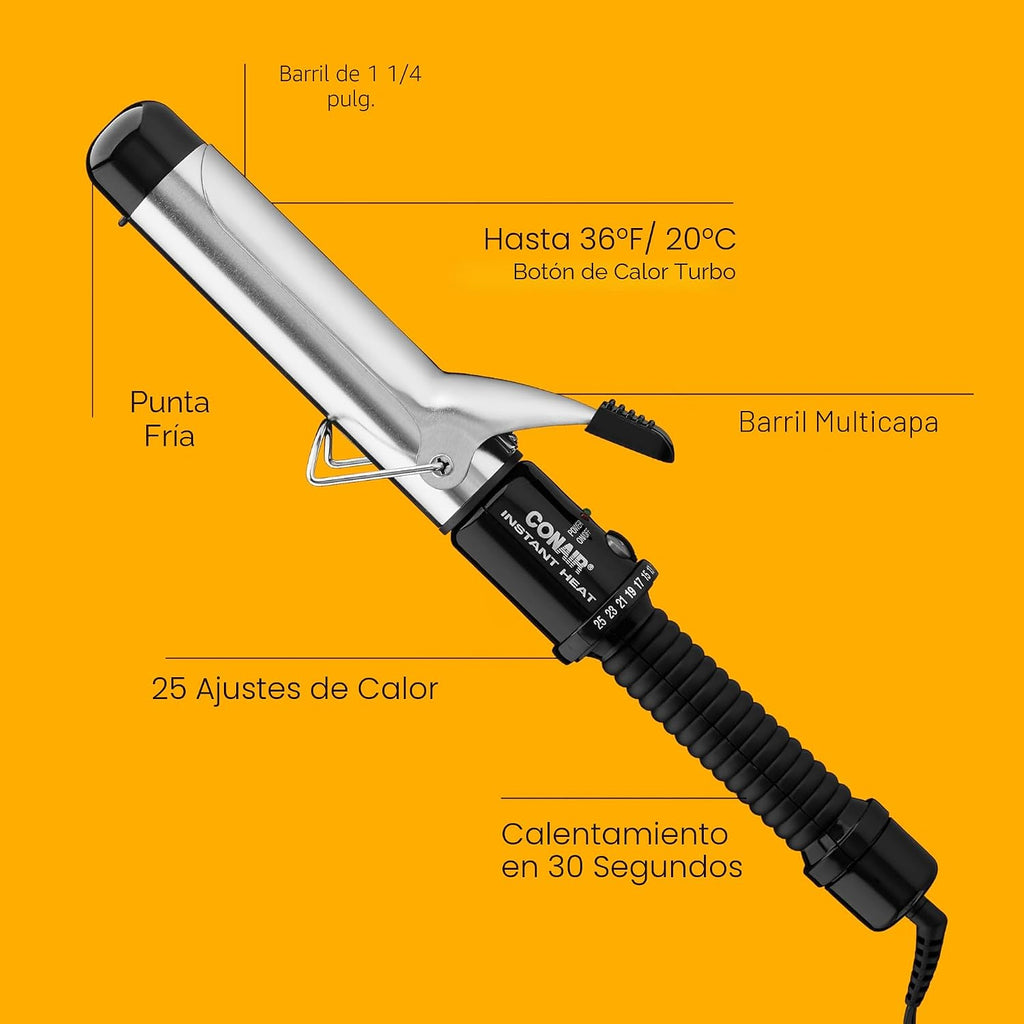 Rizadora de cabello por calor. Efecto instantáneo, de Conair., Negr...