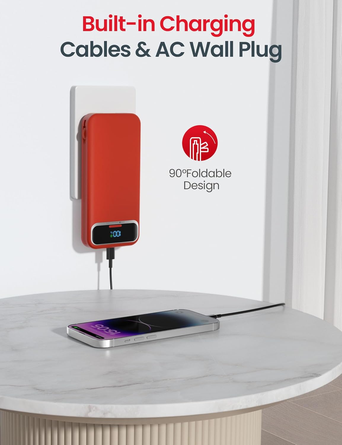 Banco de energía de 12.000 mAh, cargador portátil ultraligero con c...