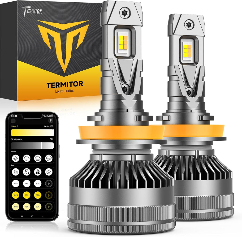 Termitor Bombilla inteligente H11\/H9\/H8, brillo variable de hasta...