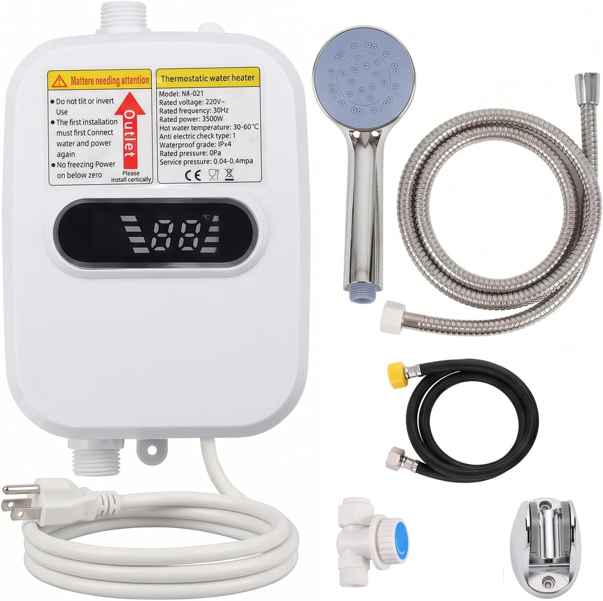 Geevorks - Calentador de agua eléctrico de 3500W con calentamiento...
