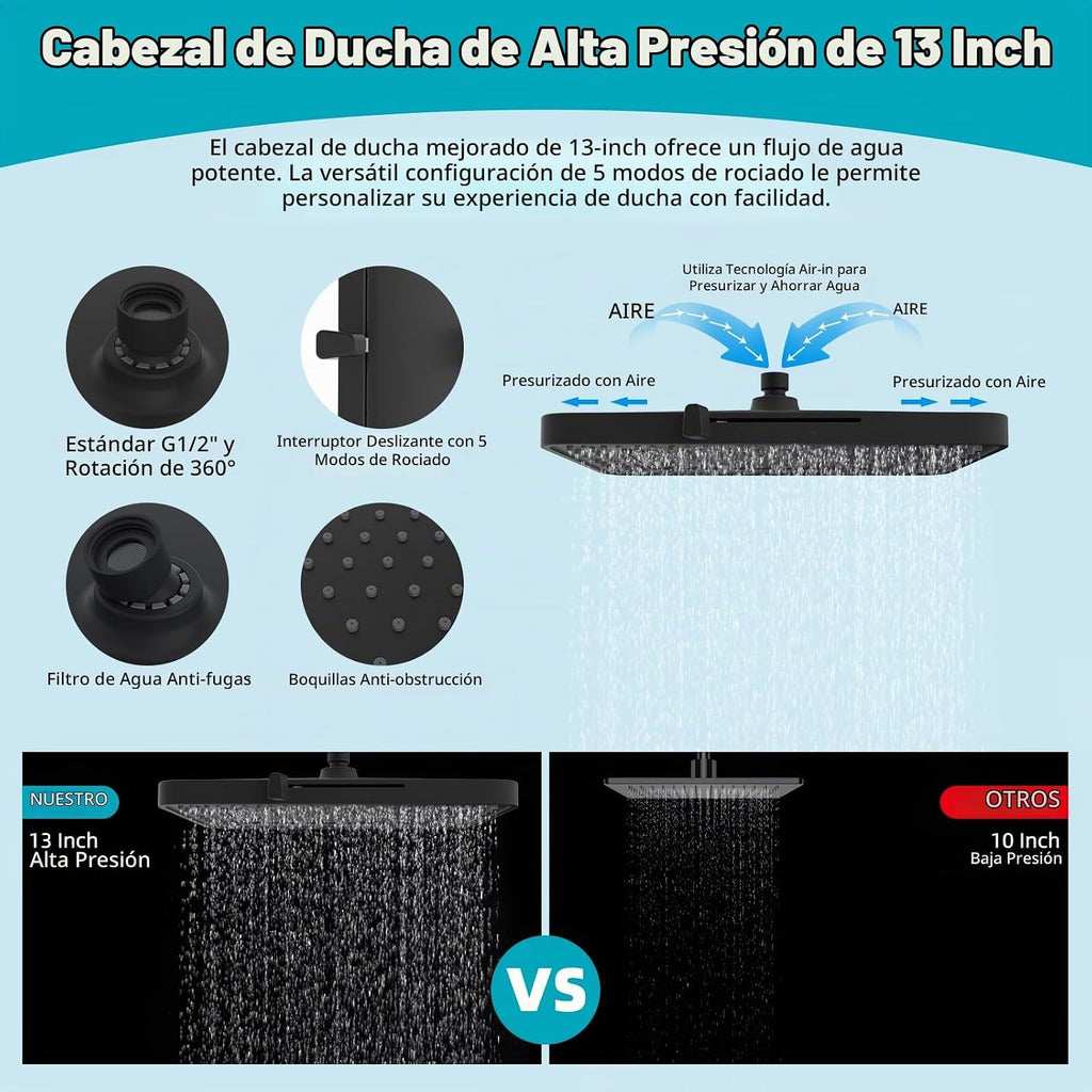 Hibbent Cabezal de ducha de lluvia, cabezal de ducha de lluvia de a...