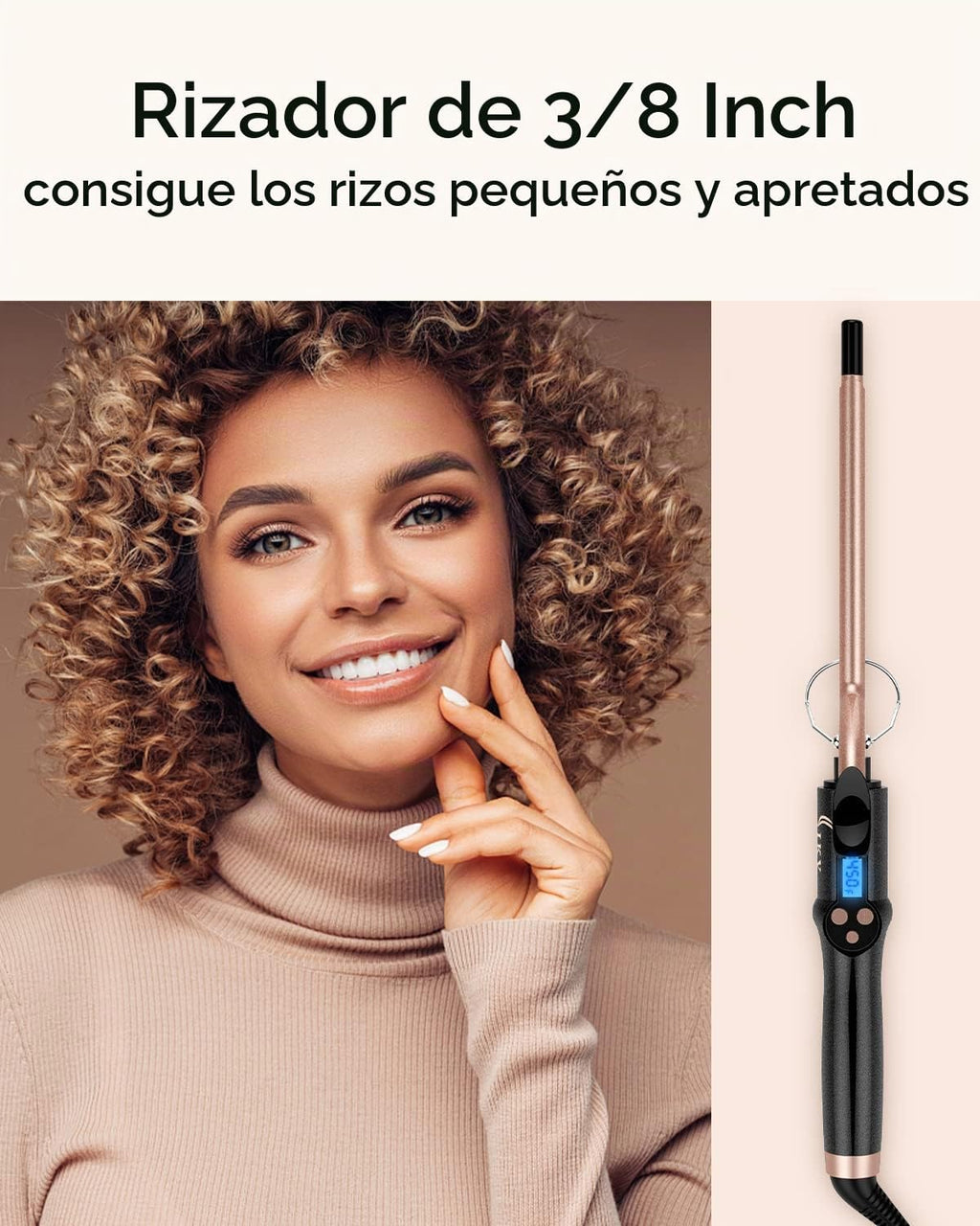 Rizador pequeño de 3\/8 pulgadas, varita rizadora fina para cabello...