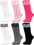 WILLBASIC 6 pares de calcetines de rayas altas hasta la rodilla par...