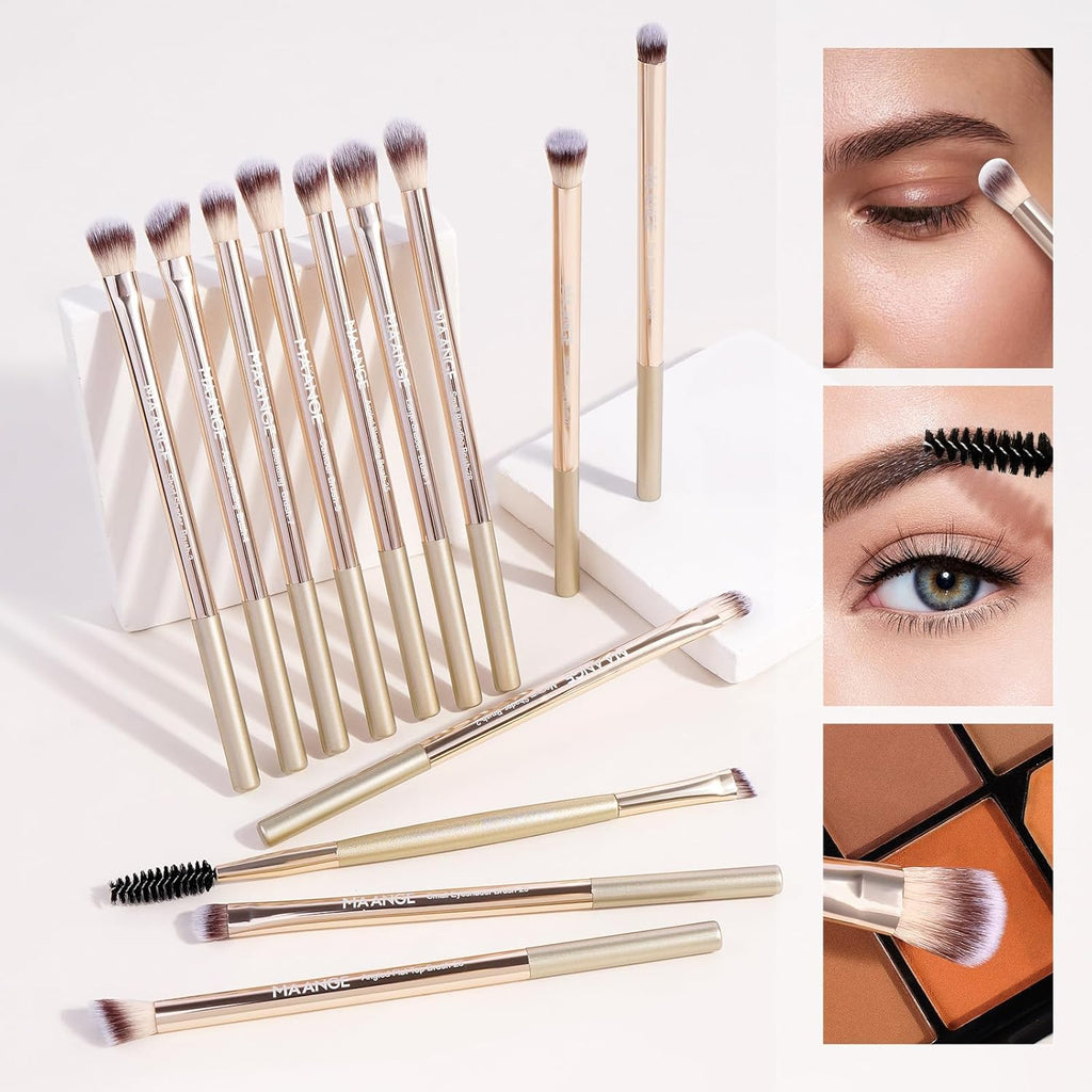 MAANGE Juego de 20 brochas de maquillaje con bolsa, brocha kabuki d...