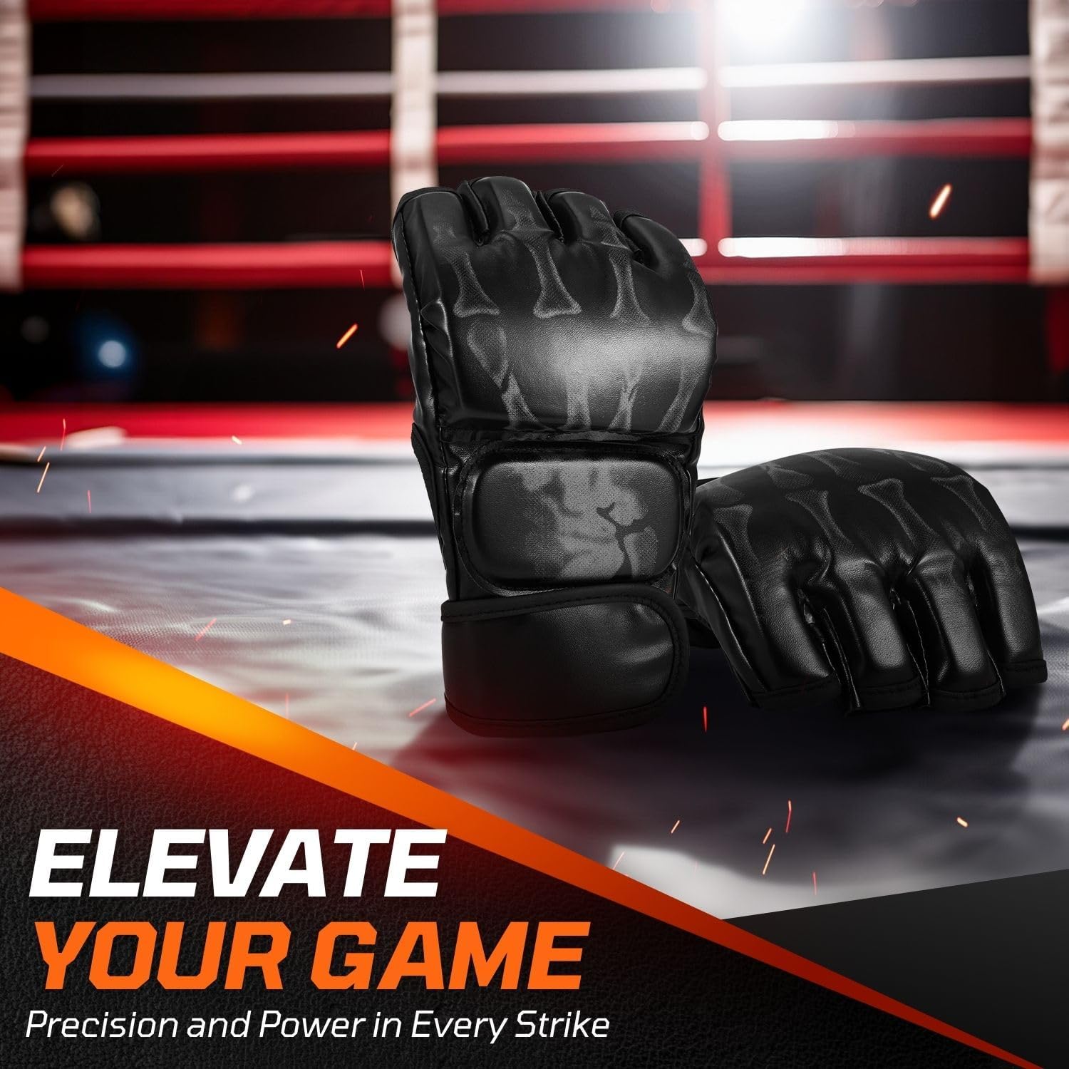 Flexzion, guantes de boxeo con dedos descubiertos - Grappling, MMA,...