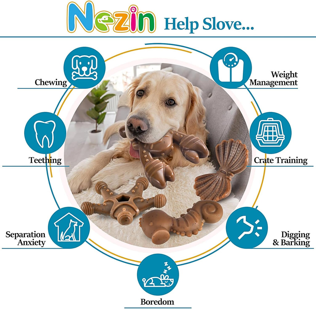 NEZIN Juguetes masticables para perros para masticadores agresivos,...