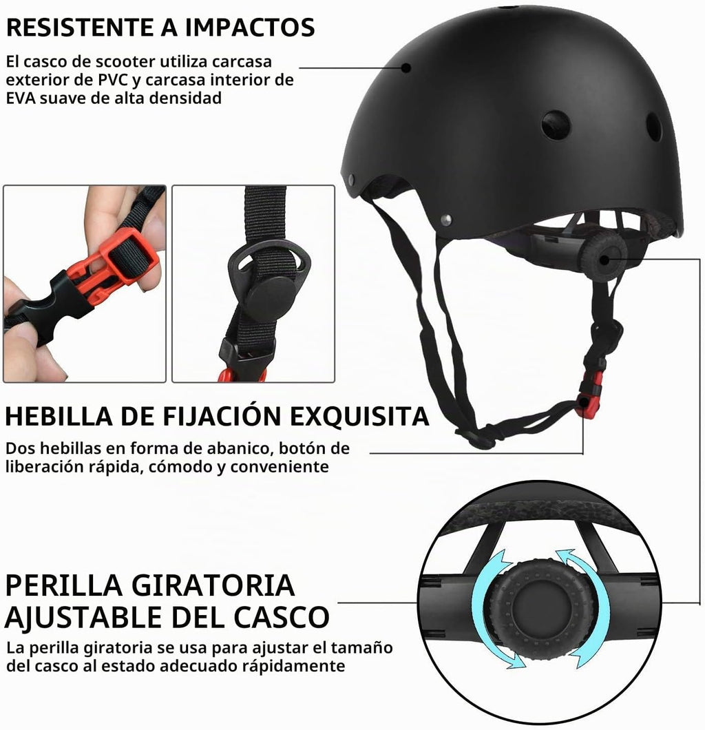 WayEee Juego de casco de bicicleta para niños, rodilleras, equipo d...