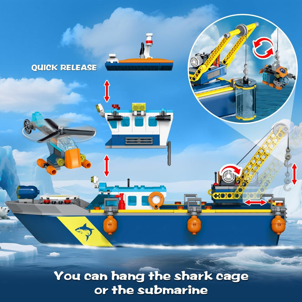 HiWEEGO Juego de construcción de barco flotante de ciudad con luz L...