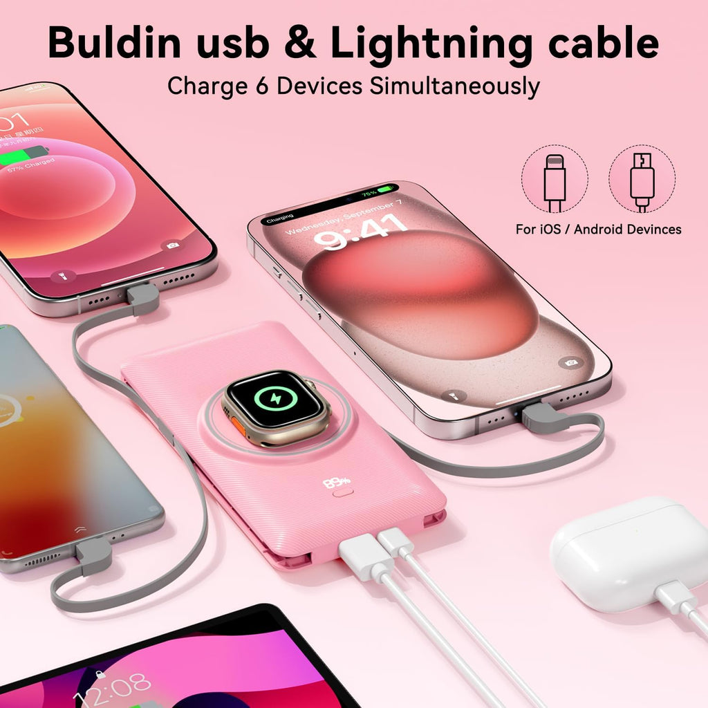 Cargador Portátil Magnético de 10000mAh para iWatch e iPhone, Banco...