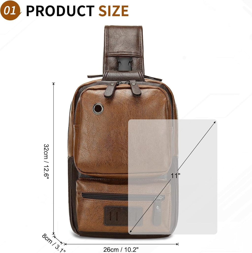 SUIKIHUM Mochila de piel sintética vintage para hombre, bandolera,...