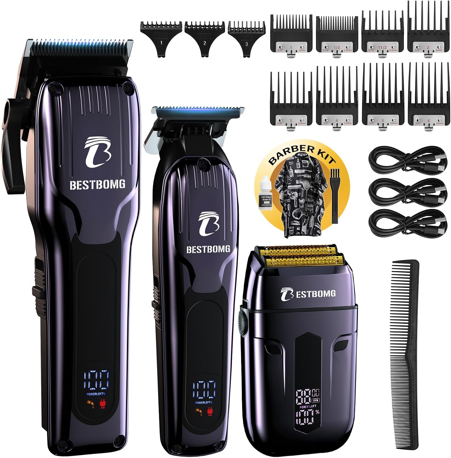 BESTBOMG® - Cortapelos para hombres profesionales, kit de corte de...