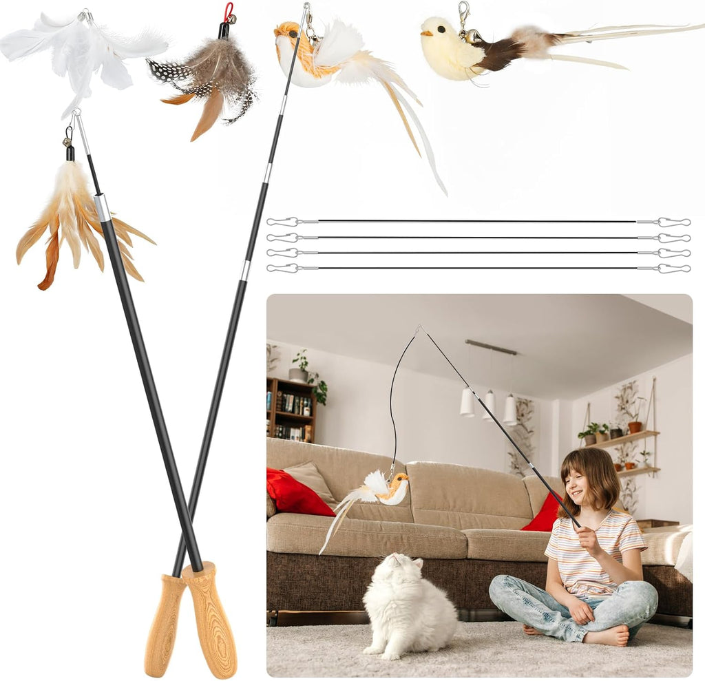 ROSAUI Juguetes de varita para gatos, juguete interactivo de pájaro...
