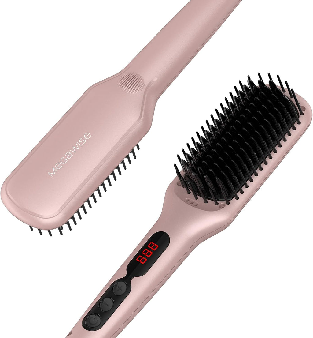 MEGAWISE - Cepillo alisador de cabello, cepillo térmico de cerámica...