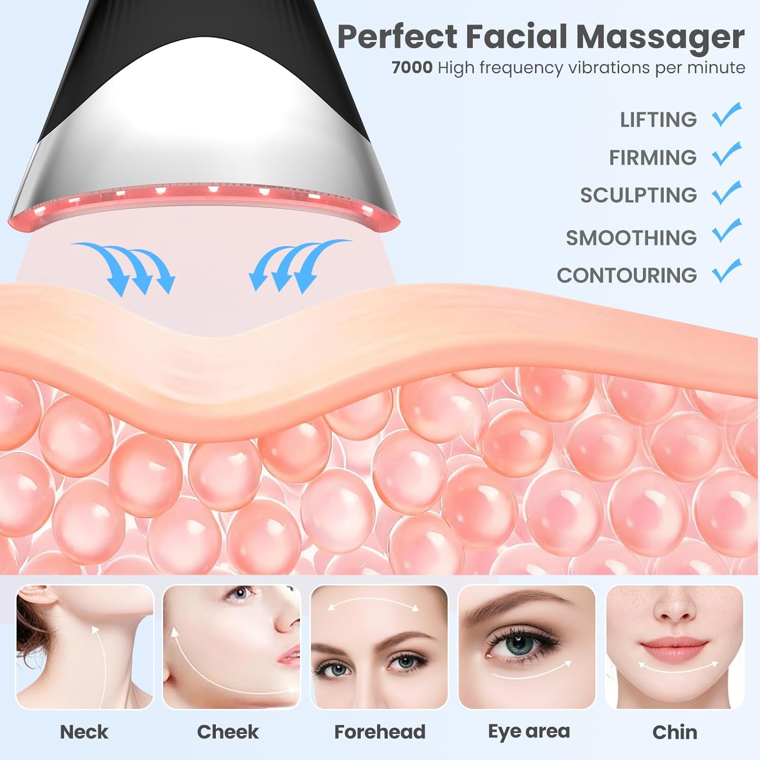 Dispositivo de belleza de cuello LED 7 en 1, herramienta de escultu...