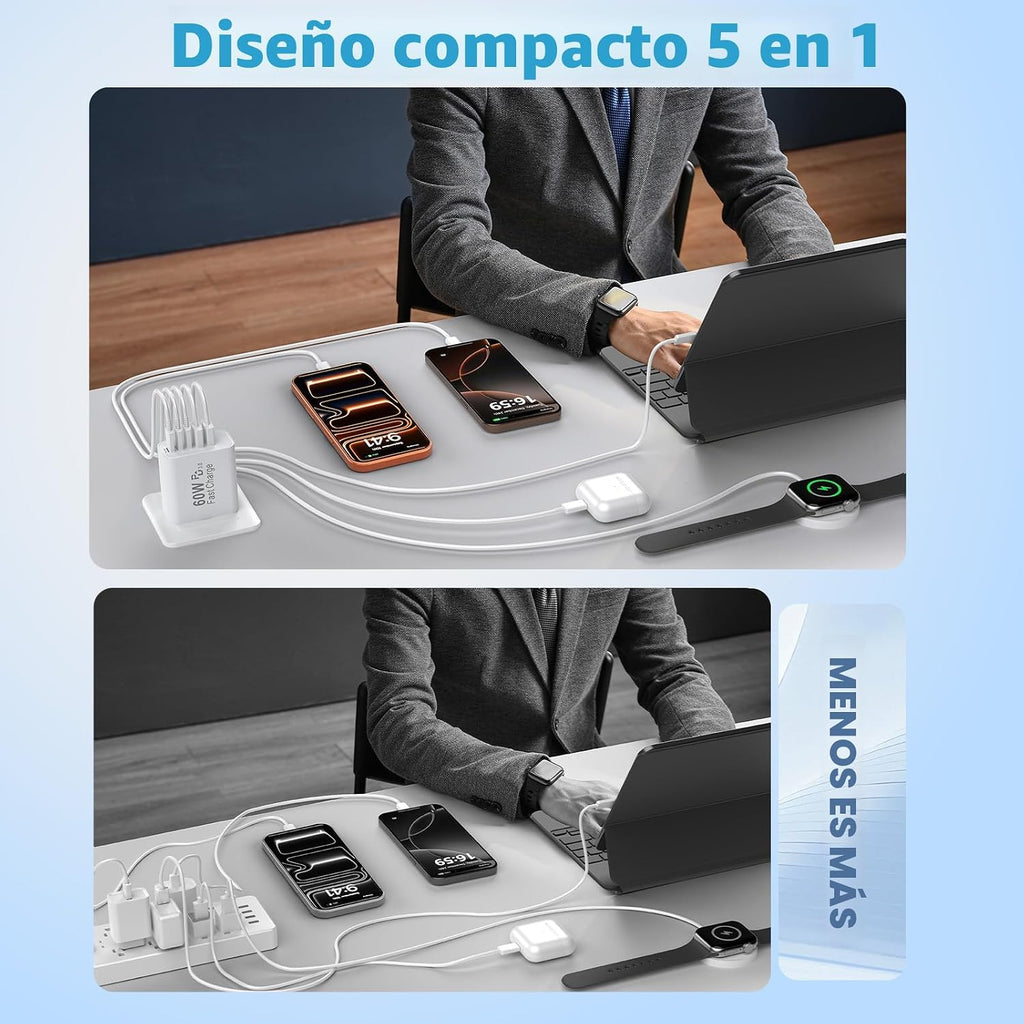 Bloques de Carga USB C, Bloque Cargador de Pared Rápido USBC de 60W...
