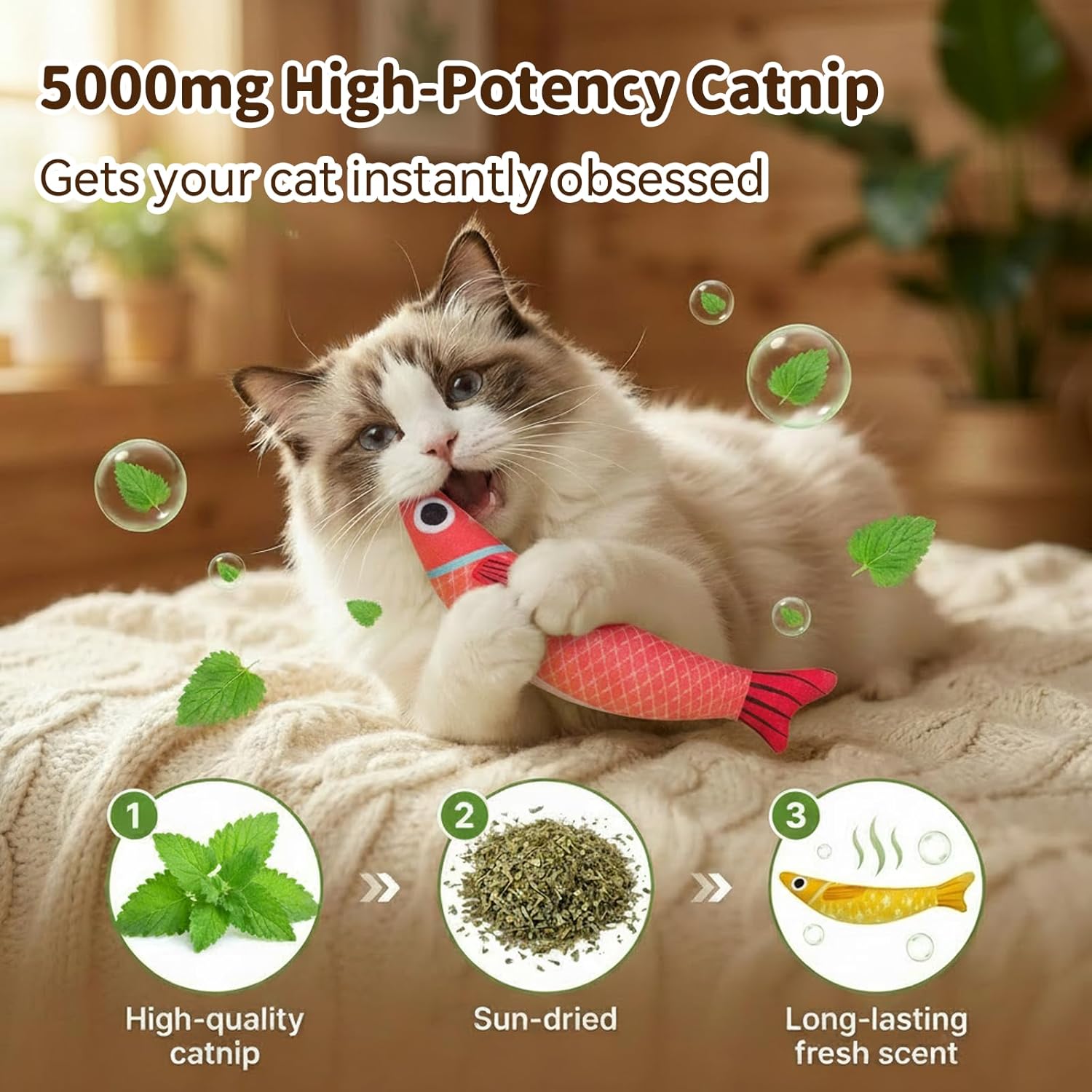MAXTOOA Juguetes de hierba gatera para gatos de interior con 5000 m...