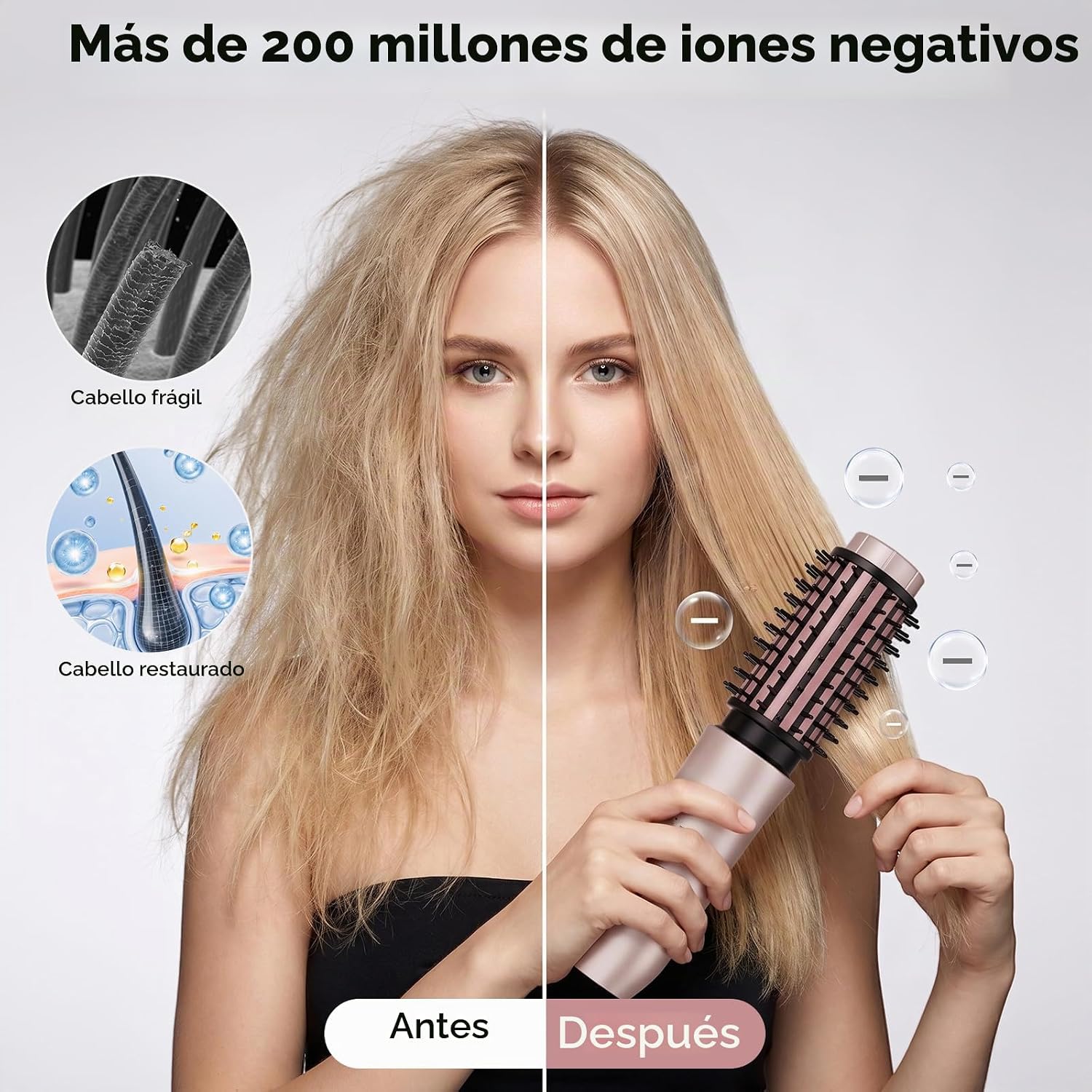 CARESKY® Cepillo de rizador inalámbrico, rizador de batería recarga...