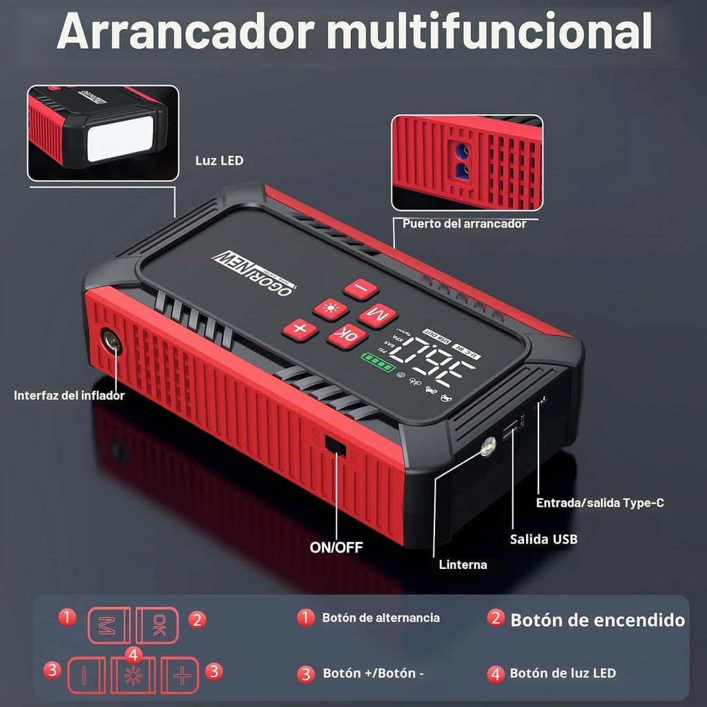 Arrancador de 8000A con compresor de aire, arrancador de batería de...