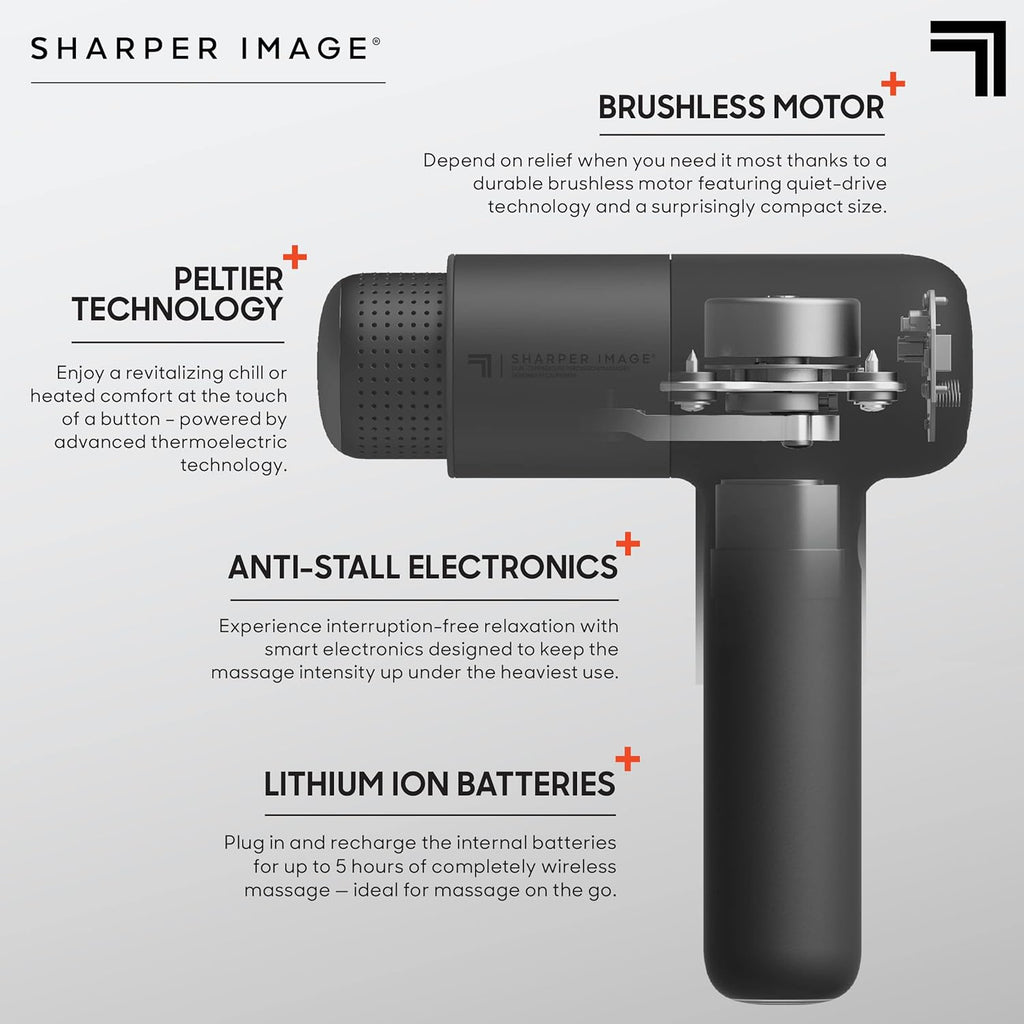 Sharper Image Pistola de masaje de tejido profundo con percusión, m...