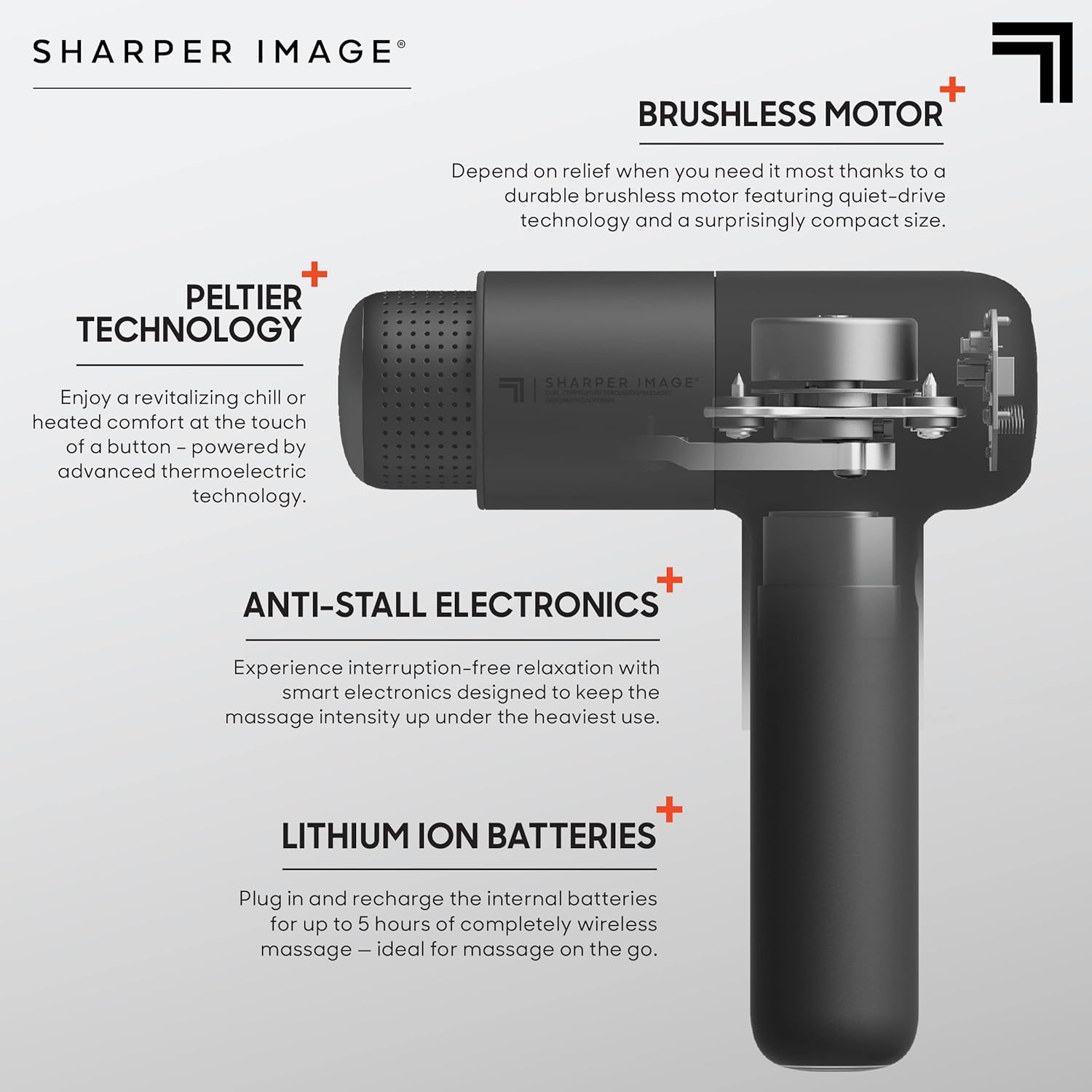 Sharper Image Pistola de masaje de tejido profundo con percusión, m...