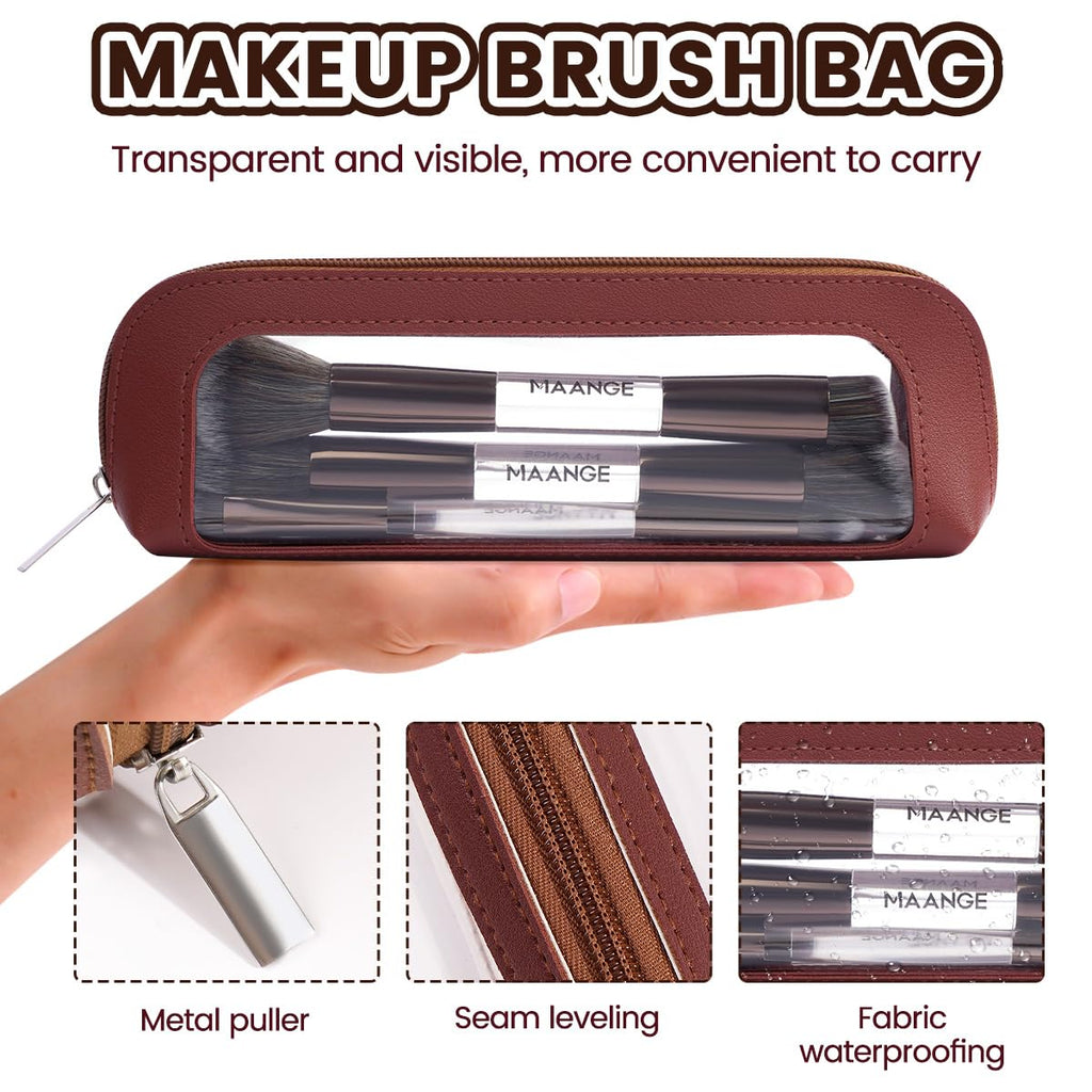 MAANGE Juego de 7 pinceles para maquillaje con bolsa, brochas de ma...