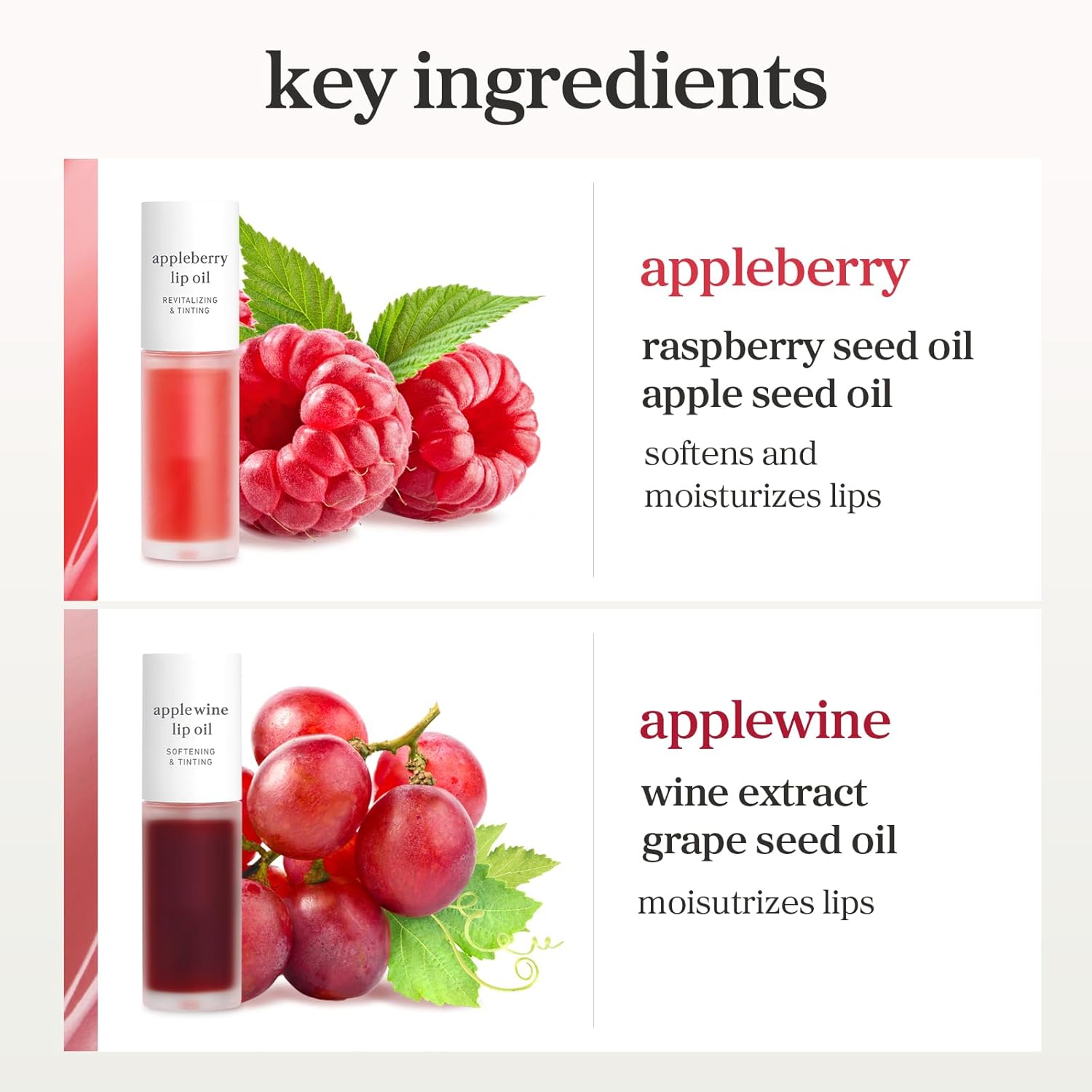 NOONI Juego de aceite de labios coreano, Appleberry y Applewine, de...