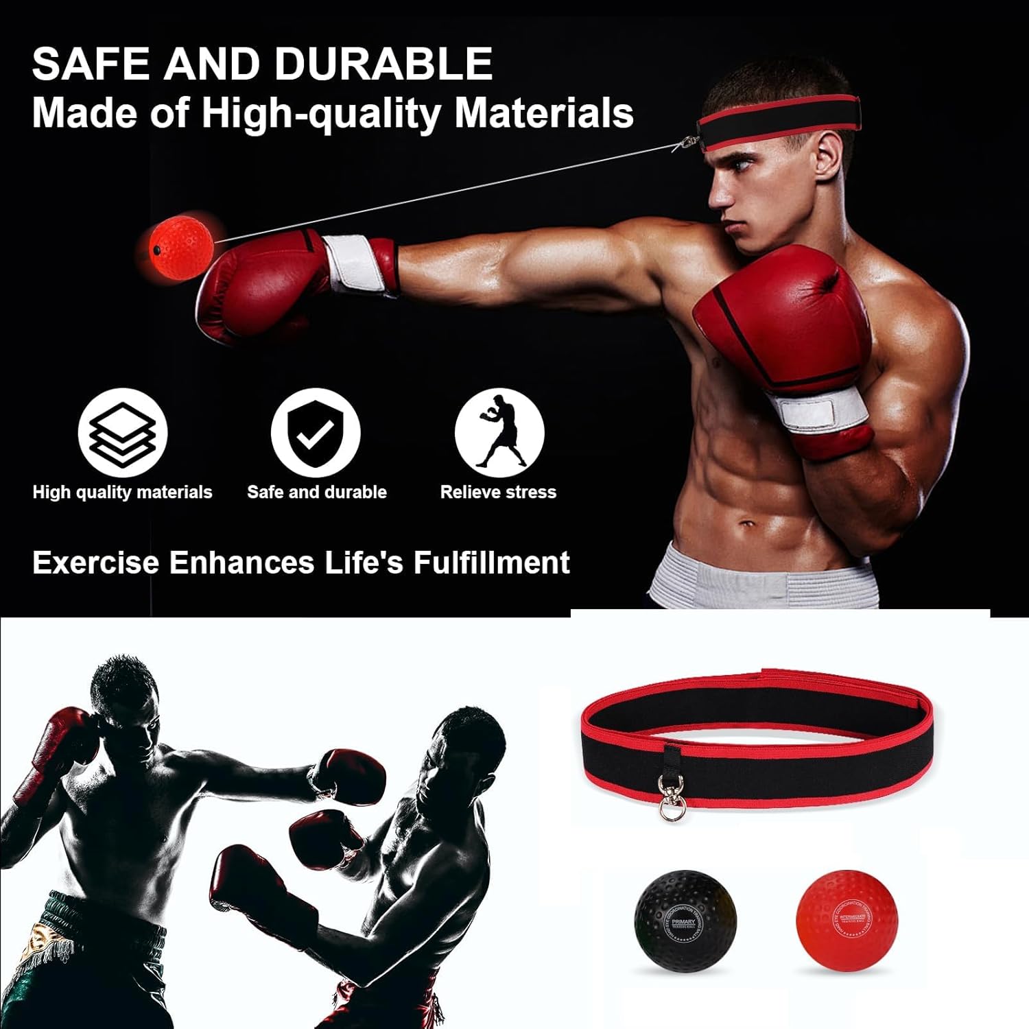 Dermasy - Pelota de reflejos de boxeo mejorada, pelota de entrenami...