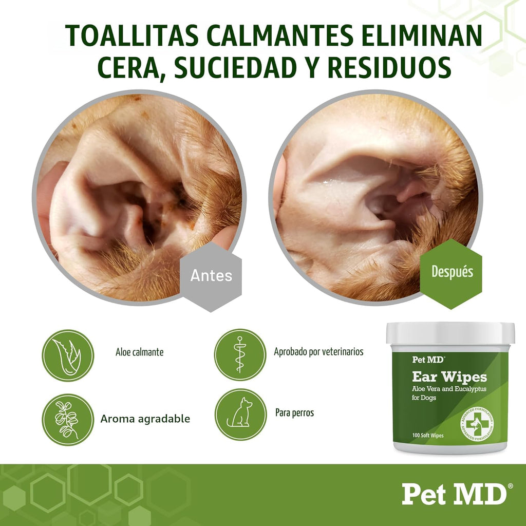 Limpiador ótico Pet MD para perros, para detener picores, infeccion...