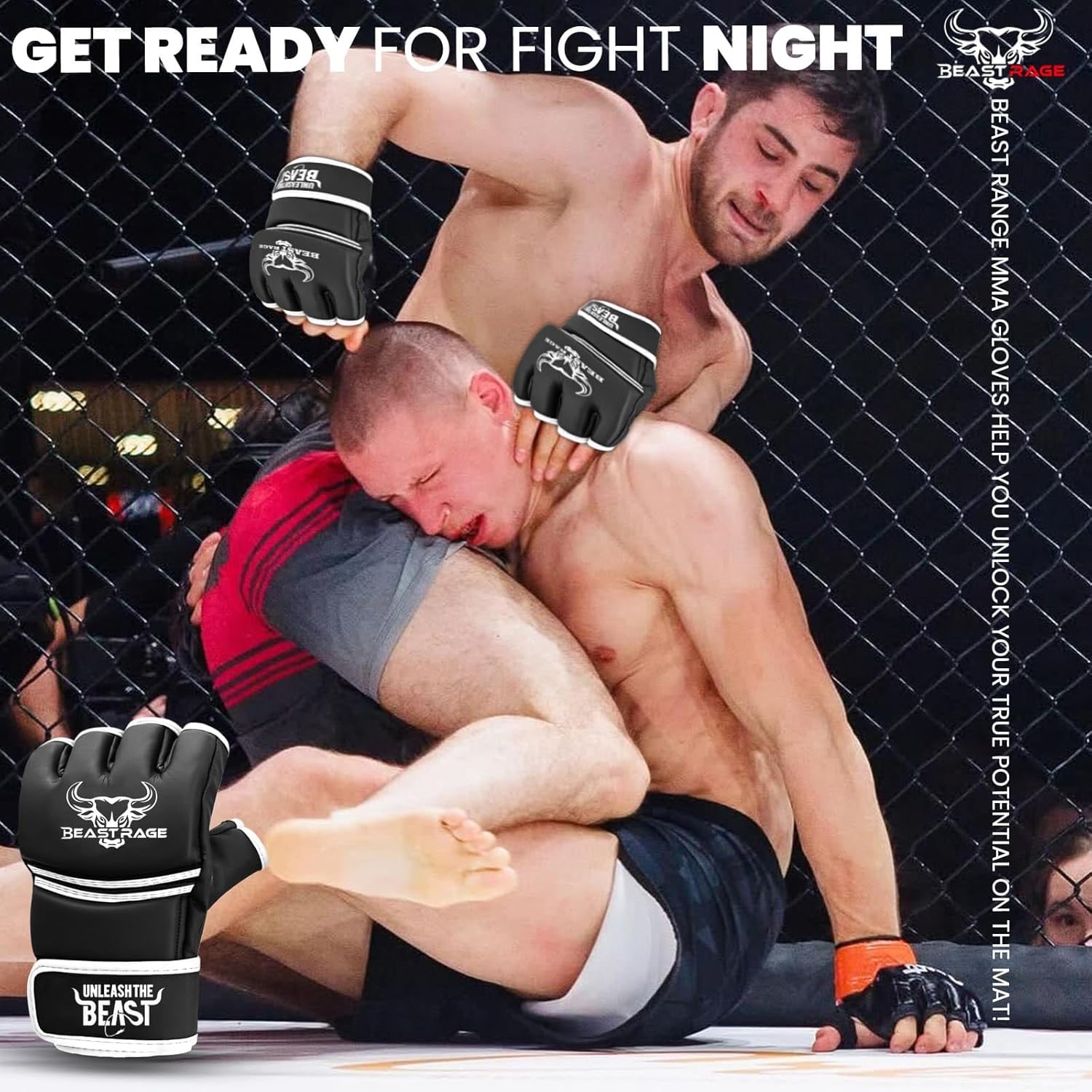 BEAST RAGE Guantes de artes marciales para hombres y mujeres, guant...