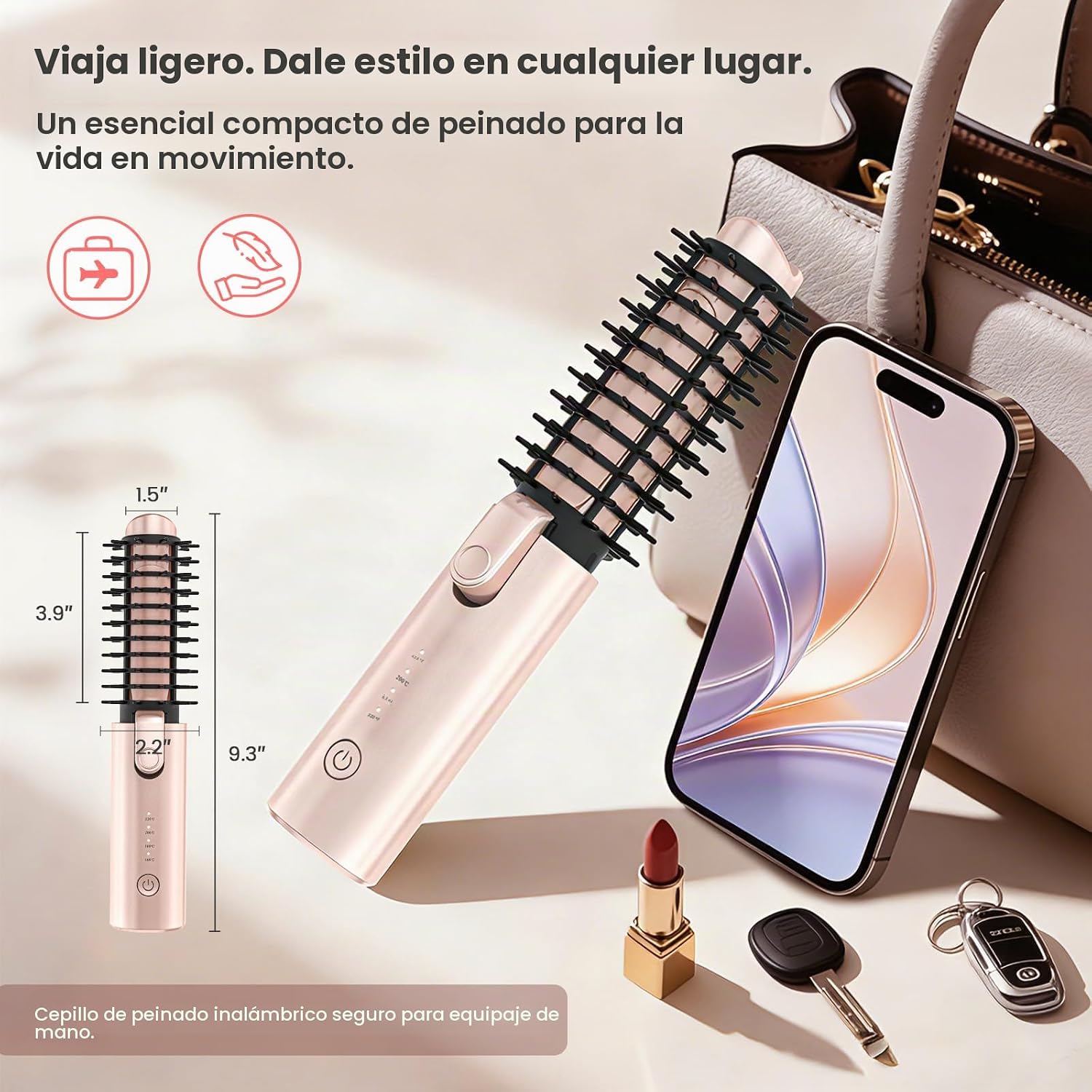 Otichannel Cepillo de rizador de pelo inalámbrico, rizador de pelo...