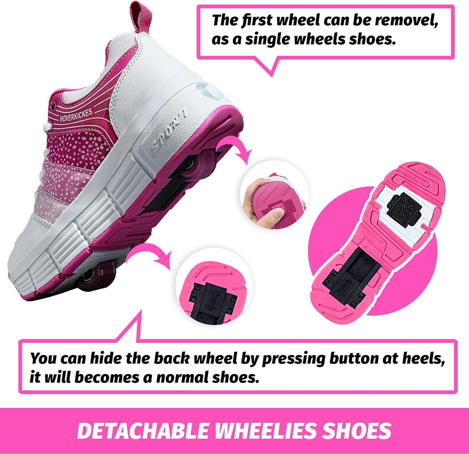 HOVERKICKES Kids Roller Skate Shoes with Wheels Roller Sneakers for...