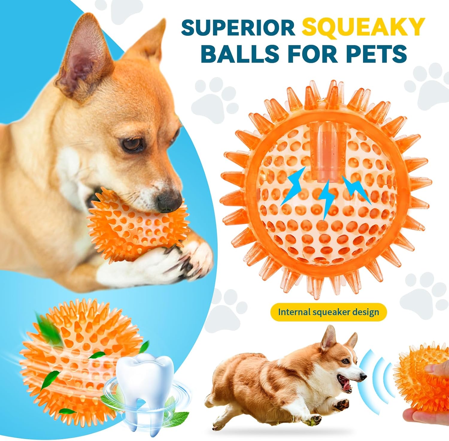 SHARLOVY Pelotas Chirriantes de 3'' para Perros Pequeños, P...