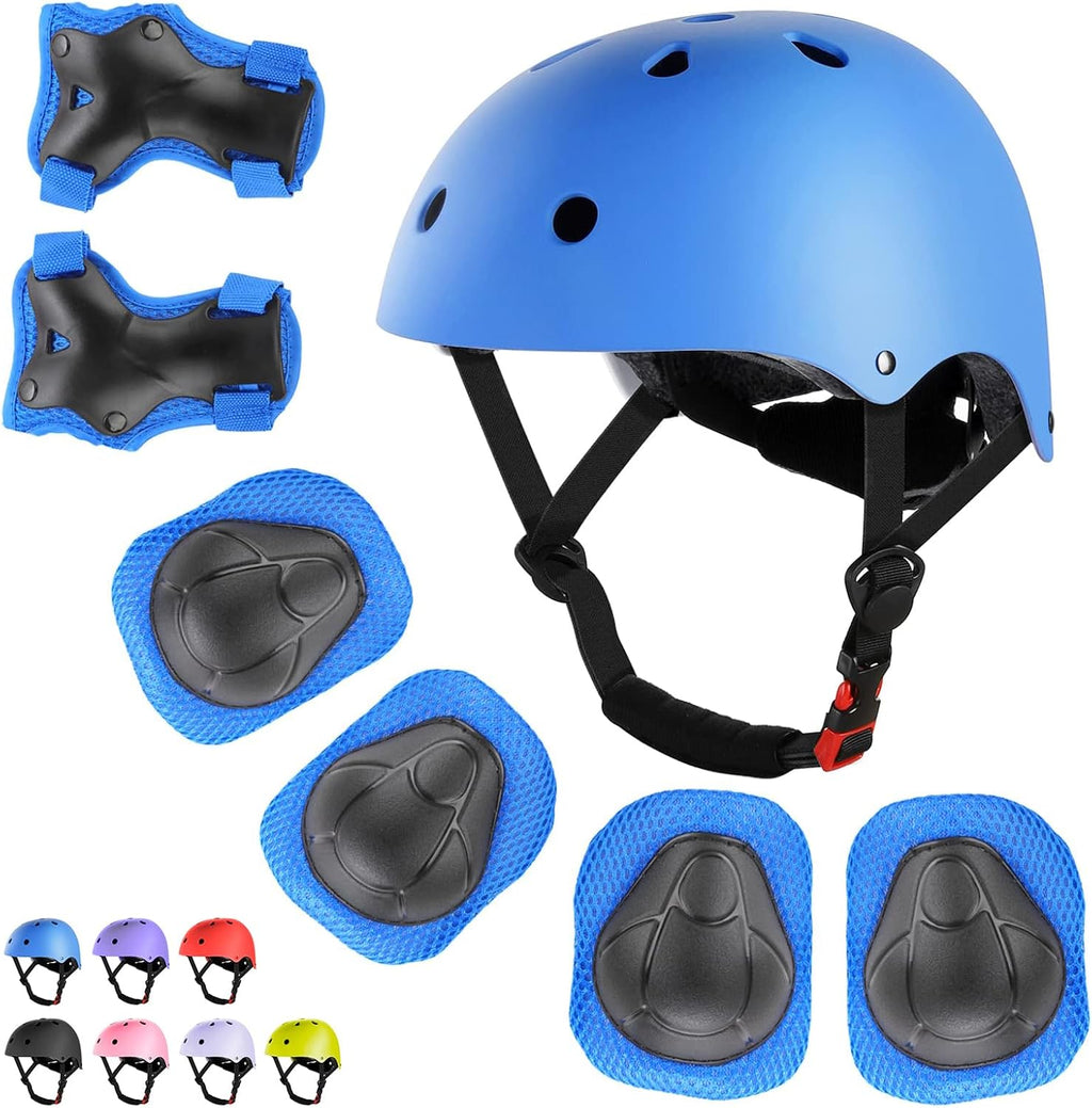 WayEee Juego de casco de bicicleta para niños, rodilleras, equipo d...