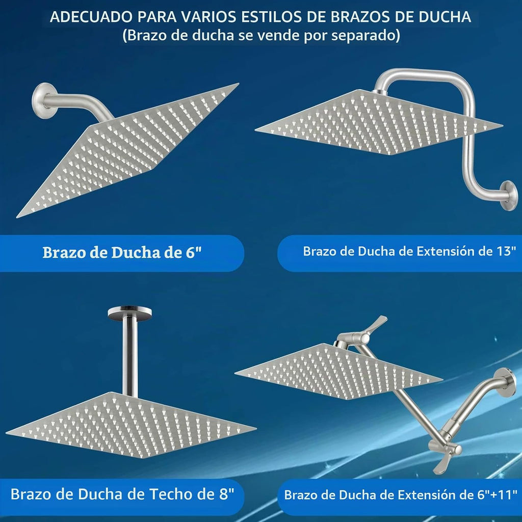 Voolan - Regadera tipo lluvia, regadera de alta presión de acero in...
